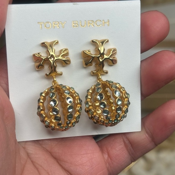 Tory Burch Gold Earrings with Turquoise Details - Picture 2 of 4